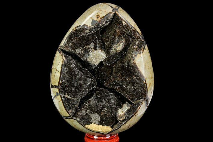 Septarian Dragon Egg Geode - Black Crystals #109973